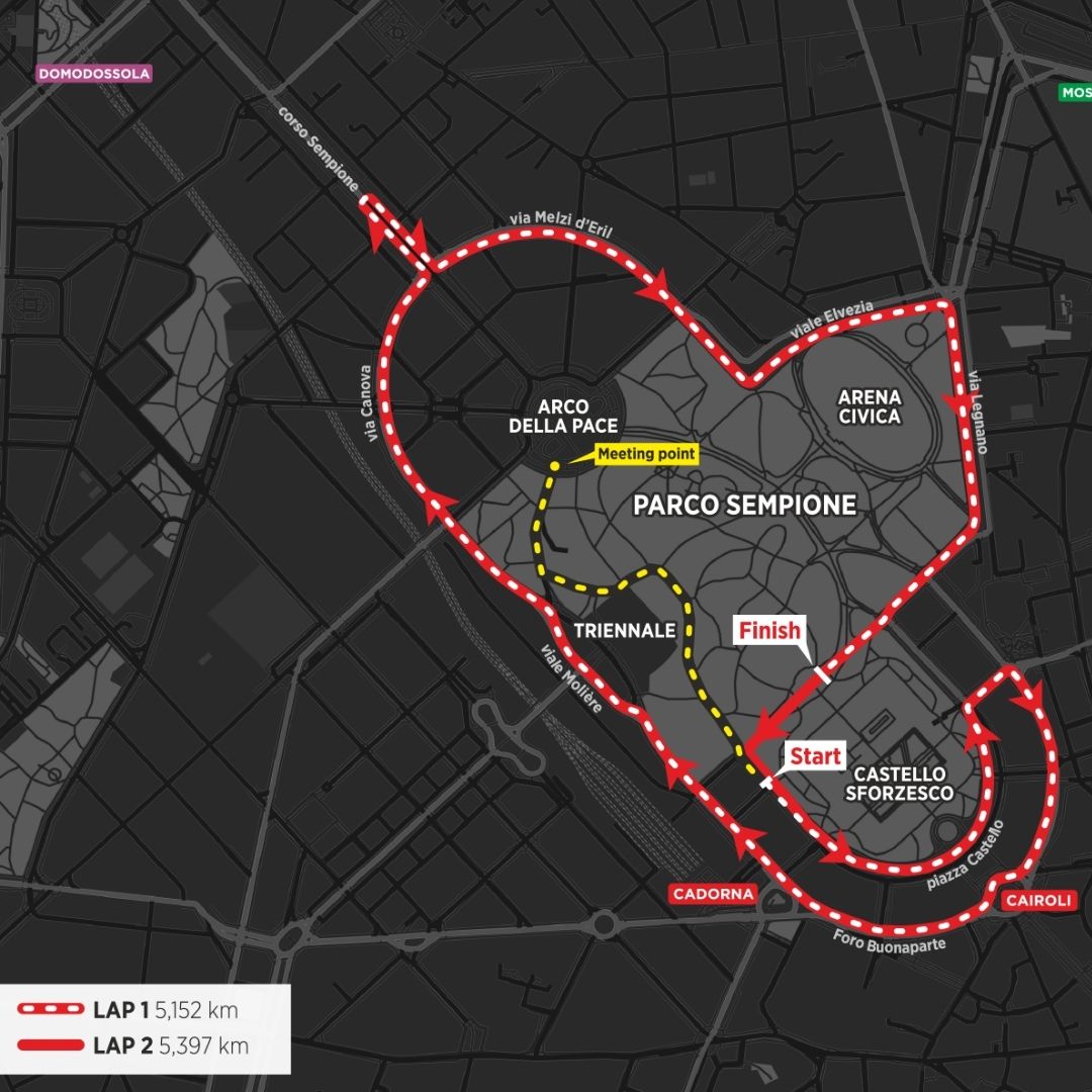 mappa percorso 10 km Milano 16 maggio 2021