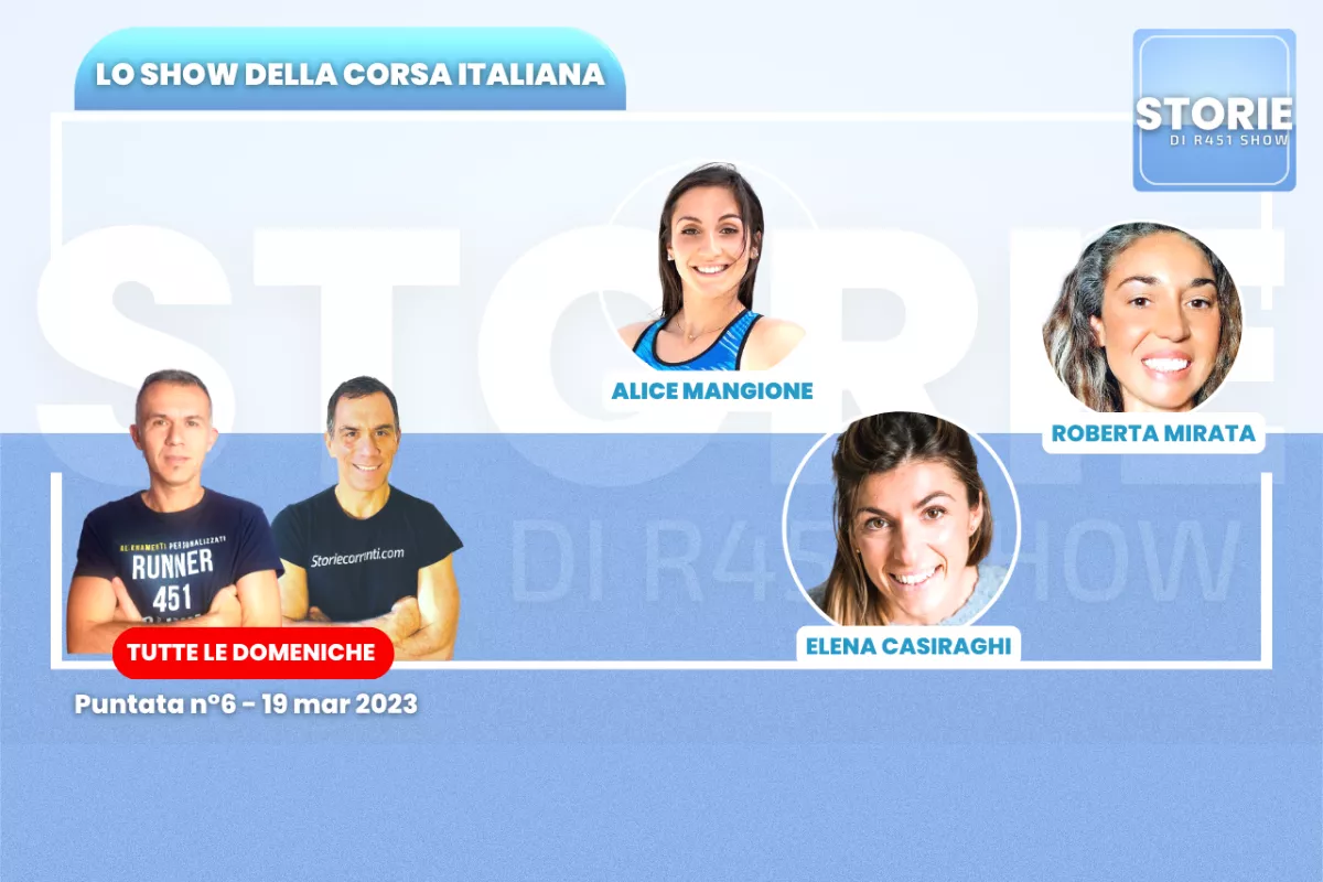 trasmissione tv del running di runner 451 ospite Elena Casiraghi show dedicato alla corsa italiana, ospite Elena Casiraghi