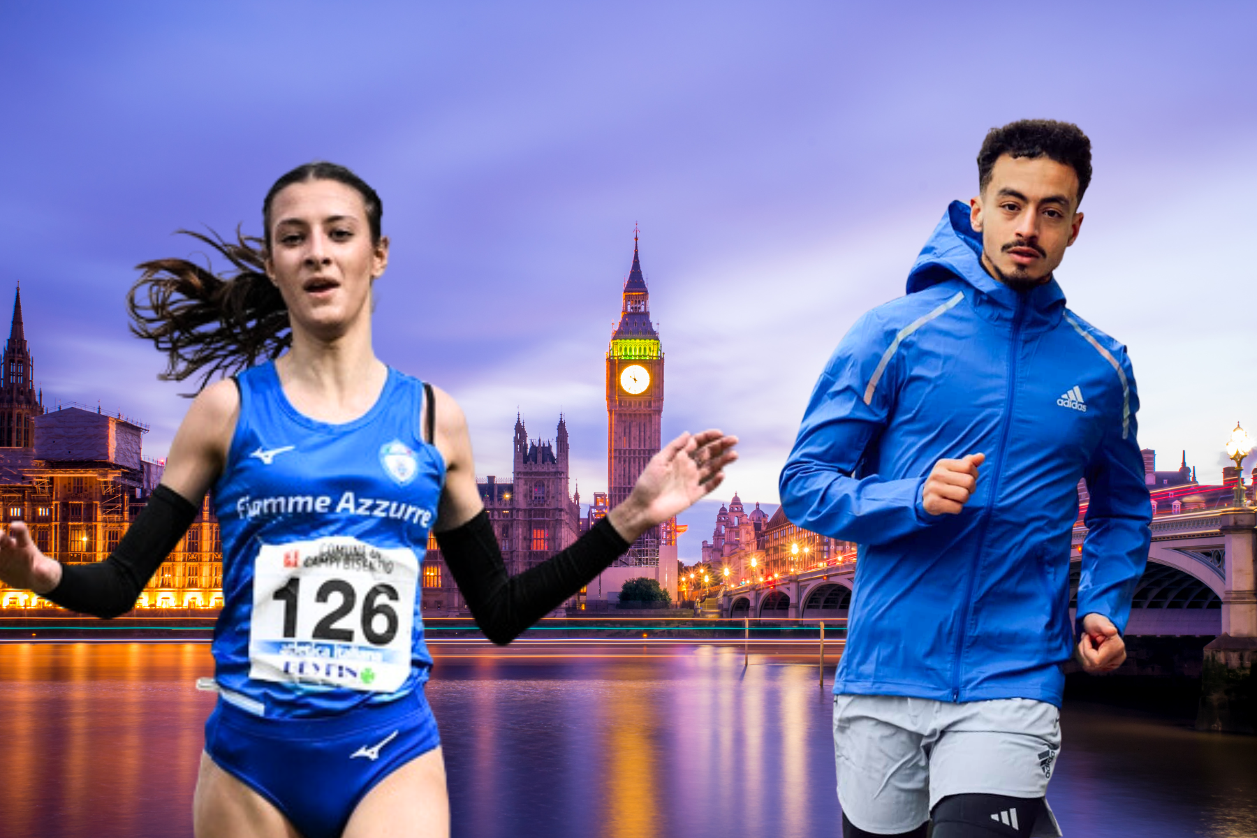 Iliass Auoani e Nadia Battocletti a londra per la 10 mila la notte dei 10 mila a londra con i campioni italiani